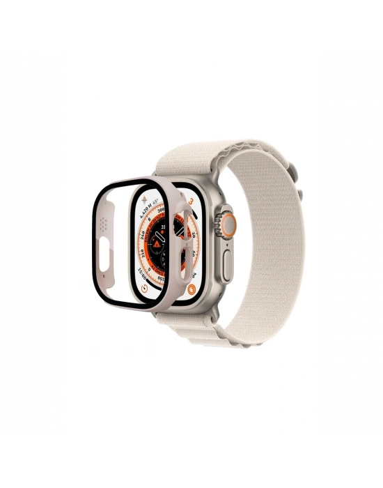 Newface Apple Watch Ultra 49mm Desert Camlı Kasa Ekran Koruyucu - Metalik Gold