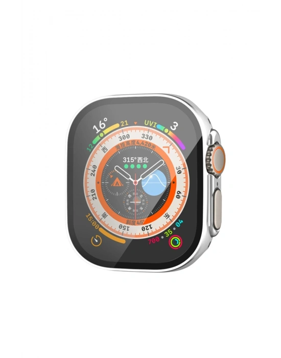 Newface Apple Watch Ultra 49mm Legend Camlı Kasa Ekran Koruyucu - Gümüş