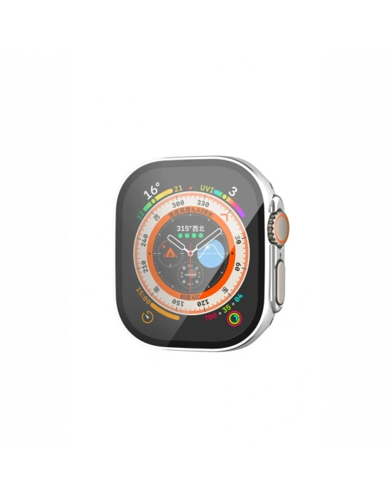 Newface Apple Watch Ultra 49mm Legend Camlı Kasa Ekran Koruyucu - Gümüş