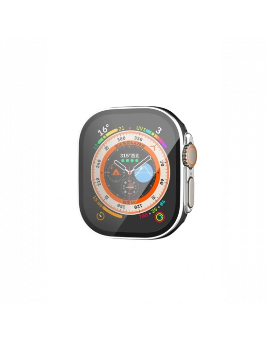 Newface Apple Watch Ultra 49mm Legend Camlı Kasa Ekran Koruyucu - Siyah-Gümüş