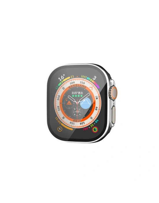 Newface Apple Watch Ultra 49mm Legend Camlı Kasa Ekran Koruyucu - Siyah-Gümüş