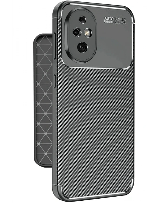 Newface Honor 200 Kılıf Auto Focus Karbon Kapak - Siyah