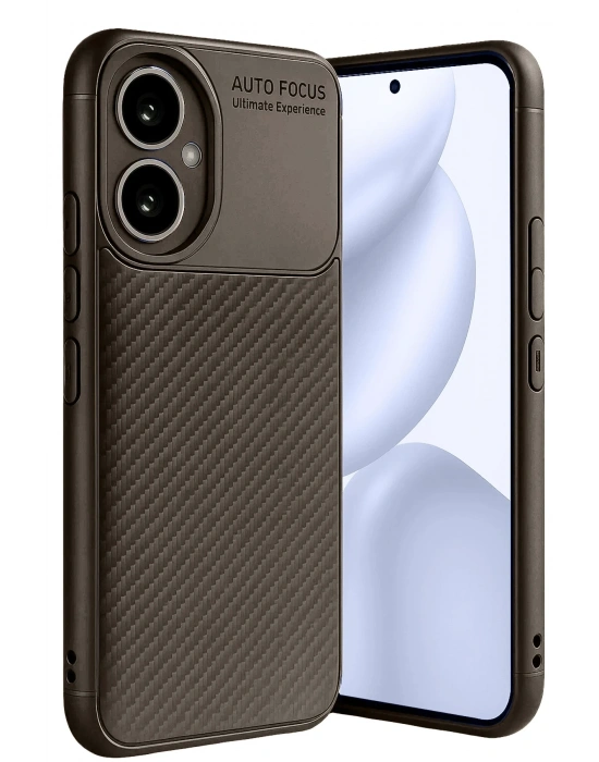 Newface Honor 400 Kılıf Auto Focus Karbon Kapak - Kahverengi