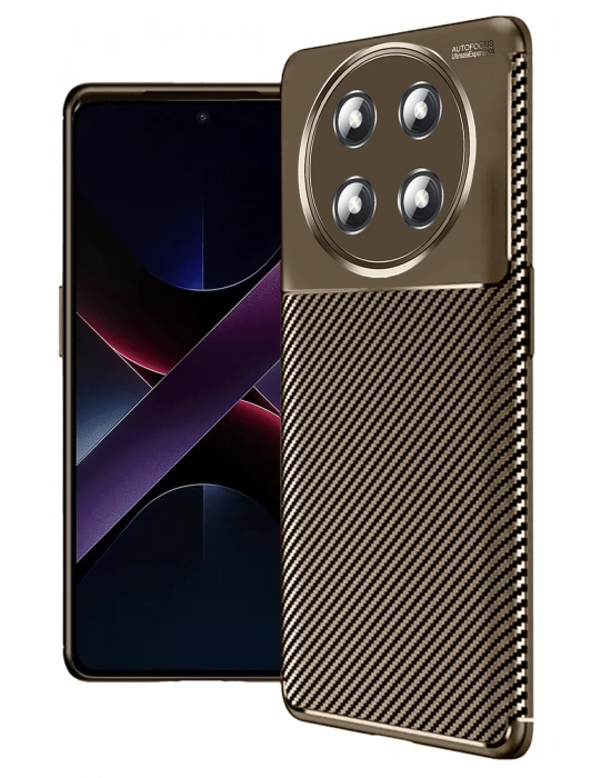 Newface Honor Magic 7 Lite Kılıf Auto Focus Karbon Kapak - Kahverengi