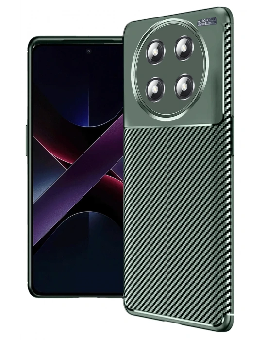 Newface Honor Magic 7 Lite Kılıf Auto Focus Karbon Kapak - Koyu Yeşil