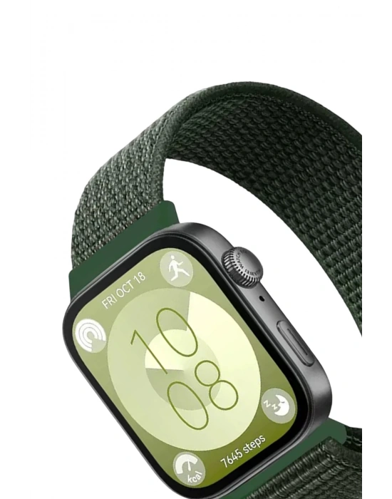 Newface Huawei Fit 4 Hasırlı Cırtcırtlı Kordon - Koyu Yeşil