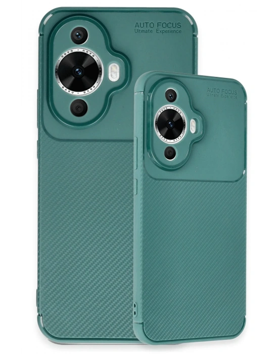 Newface Huawei Nova 12S Kılıf Auto Focus Karbon Kapak - Koyu Yeşil