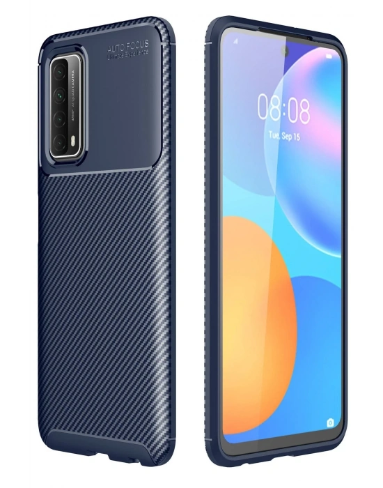 Newface Huawei P Smart 2021 Kılıf Auto Focus Karbon Kapak - Lacivert