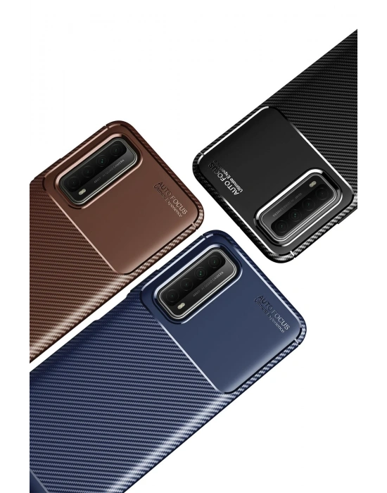 Newface Huawei P Smart 2021 Kılıf Auto Focus Karbon Kapak - Siyah