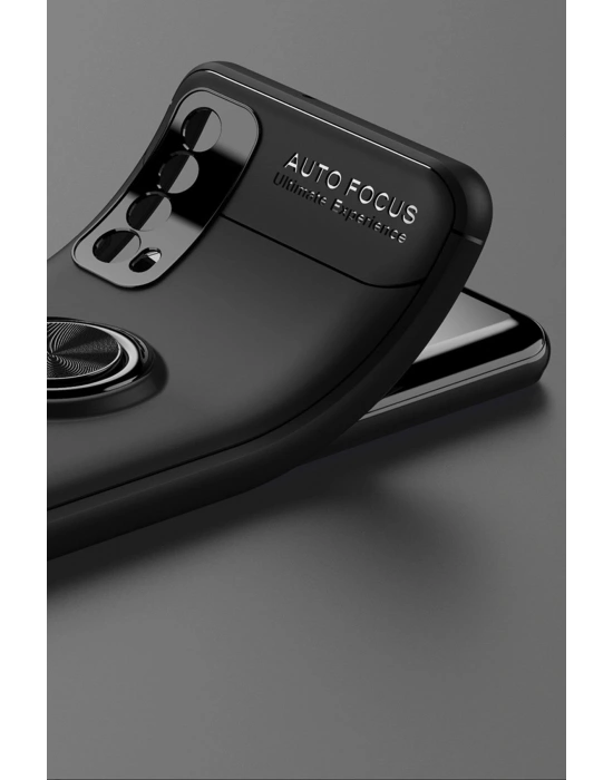 Newface Huawei P Smart 2021 Kılıf Range Yüzüklü Silikon - Siyah-Gold