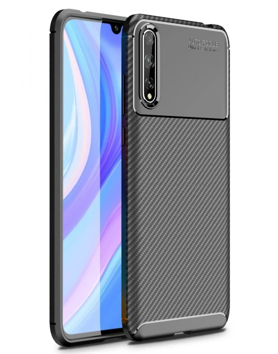 Newface Huawei P Smart S Kılıf Auto Focus Karbon Kapak - Siyah