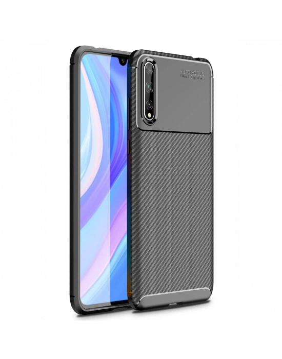 Newface Huawei P Smart S Kılıf Auto Focus Karbon Kapak - Siyah