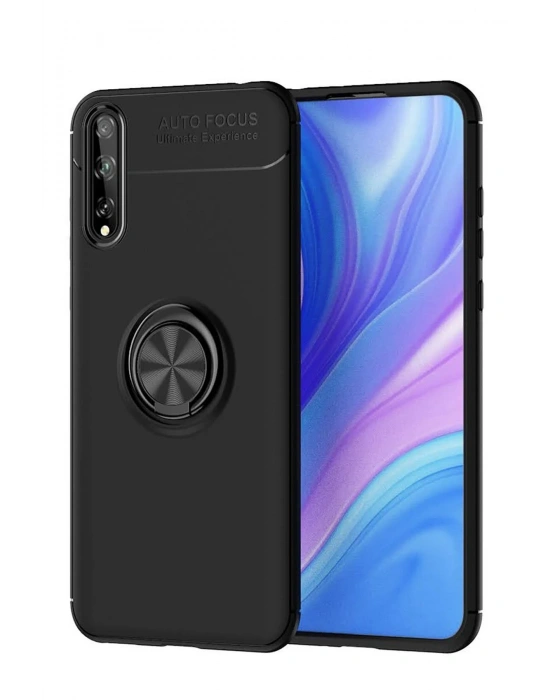 Newface Huawei P Smart S Kılıf Range Yüzüklü Silikon - Siyah