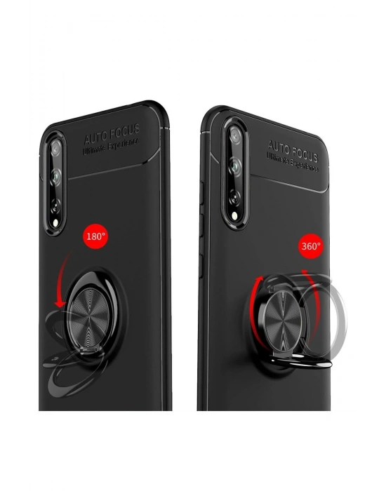 Newface Huawei P Smart S Kılıf Range Yüzüklü Silikon - Siyah