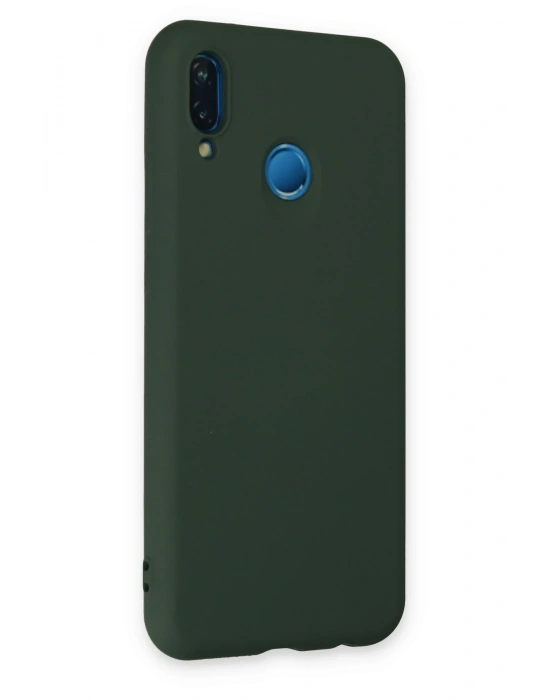 Newface Huawei P20 Lite Kılıf Nano içi Kadife Silikon - Koyu Yeşil