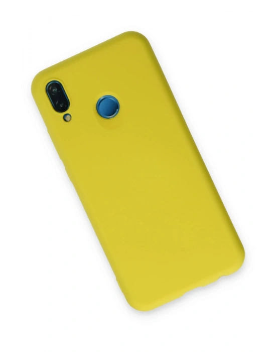 Newface Huawei P20 Lite Kılıf Nano içi Kadife Silikon - Sarı