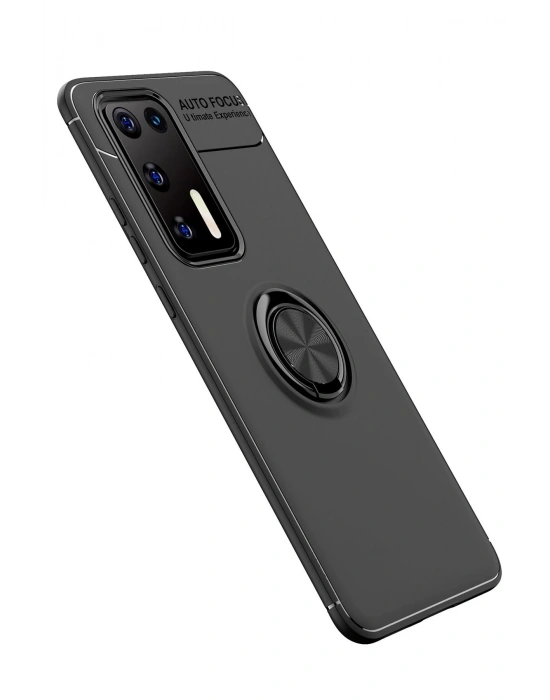 Newface Huawei P40 Kılıf Range Yüzüklü Silikon - Siyah