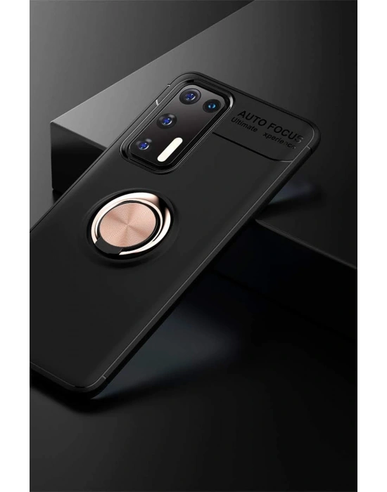 Newface Huawei P40 Kılıf Range Yüzüklü Silikon - Siyah-Gold