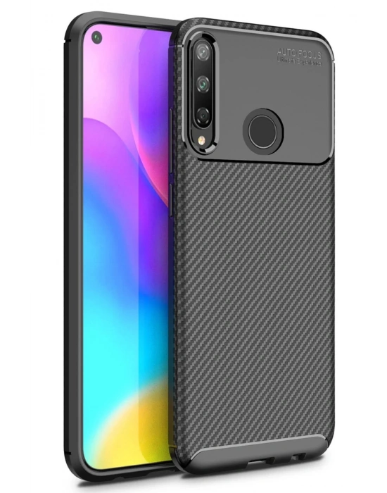 Newface Huawei P40 Lite E Kılıf Auto Focus Karbon Kapak - Siyah