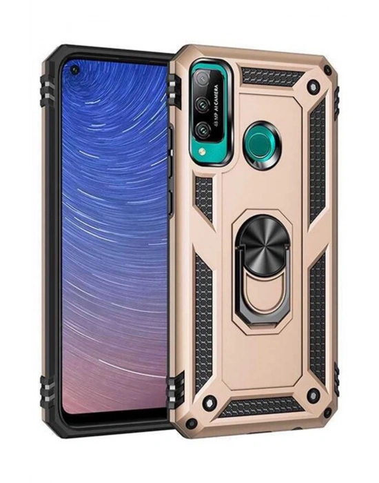 Newface Huawei P40 Lite E Kılıf Sofya Yüzüklü Silikon Kapak - Gold