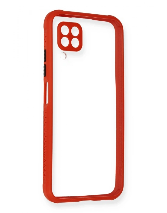 Newface Huawei P40 Lite Kılıf Miami Şeffaf Silikon - Kırmızı