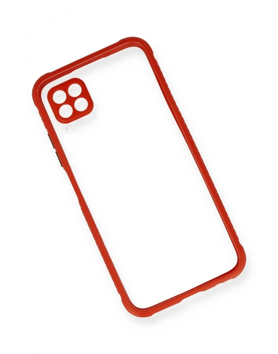 Newface Huawei P40 Lite Kılıf Miami Şeffaf Silikon - Kırmızı