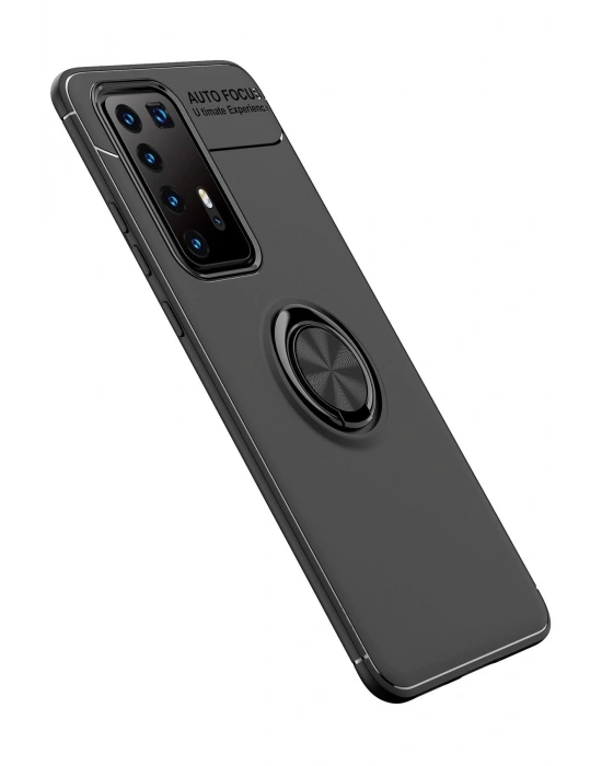 Newface Huawei P40 Pro Kılıf Range Yüzüklü Silikon - Siyah