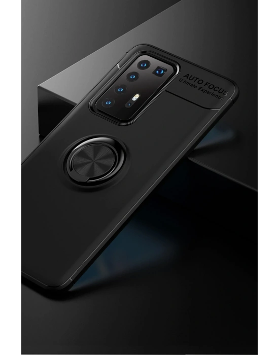 Newface Huawei P40 Pro Kılıf Range Yüzüklü Silikon - Siyah