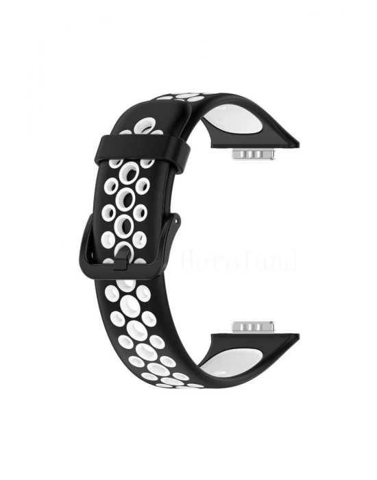 Newface Huawei Watch Fit 2 Spor Delikli Kordon - Siyah-Beyaz