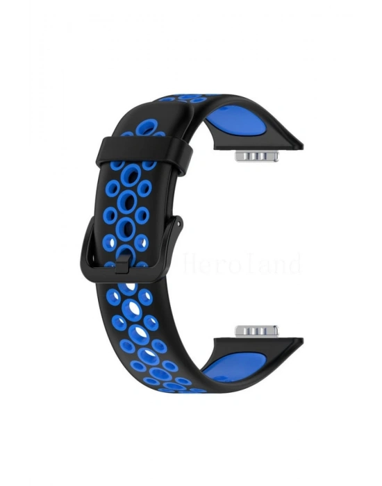 Newface Huawei Watch Fit 2 Spor Delikli Kordon - Siyah-Mavi