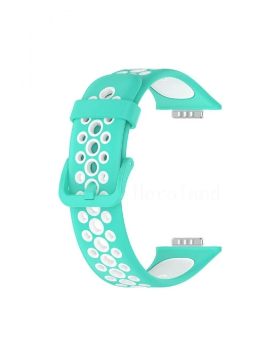 Newface Huawei Watch Fit 2 Spor Delikli Kordon - Turkuaz-Beyaz