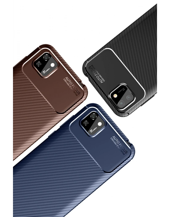 Newface Huawei Y5P Kılıf Auto Focus Karbon Kapak - Siyah