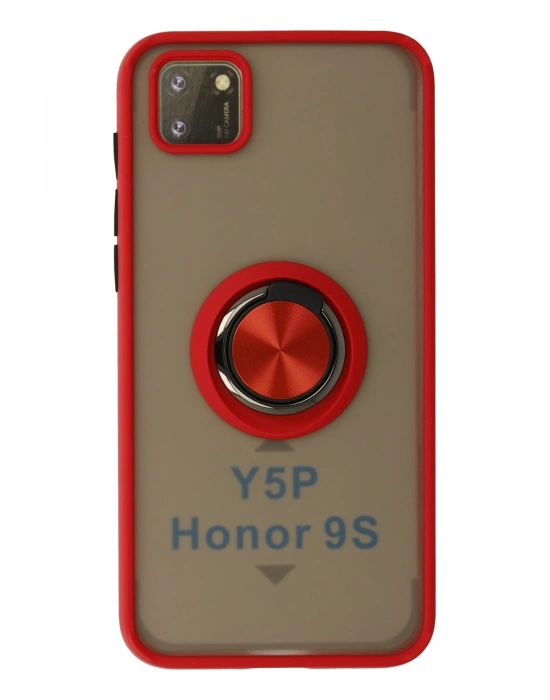 Newface Huawei Y5P Kılıf Montreal Yüzüklü Silikon Kapak - Kırmızı