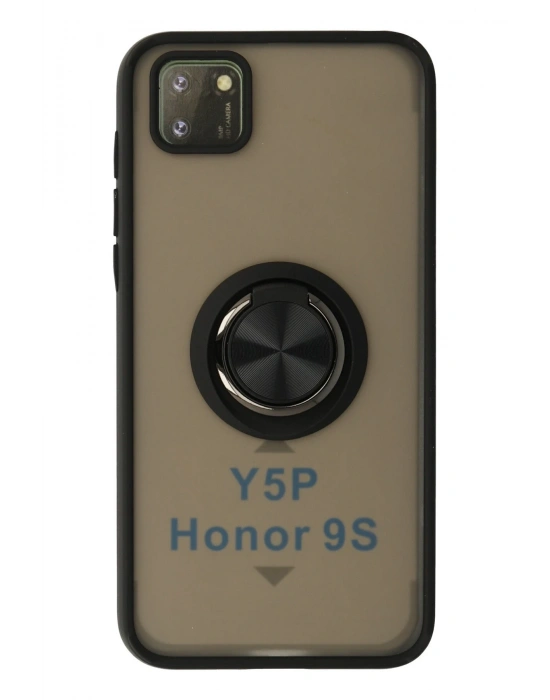 Newface Huawei Y5P Kılıf Montreal Yüzüklü Silikon Kapak - Siyah