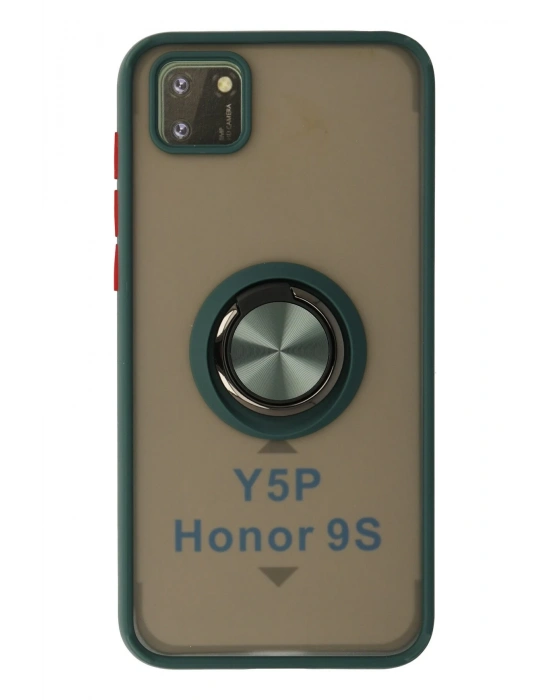 Newface Huawei Y5P Kılıf Montreal Yüzüklü Silikon Kapak - Yeşil