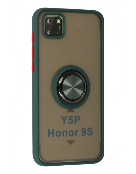 Newface Huawei Y5P Kılıf Montreal Yüzüklü Silikon Kapak - Yeşil