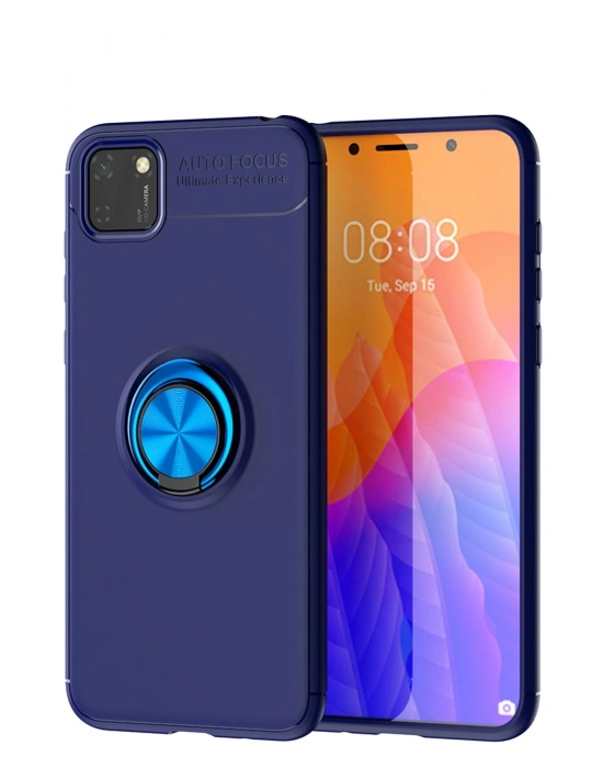 Newface Huawei Y5P Kılıf Range Yüzüklü Silikon - Mavi