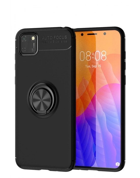 Newface Huawei Y5P Kılıf Range Yüzüklü Silikon - Siyah
