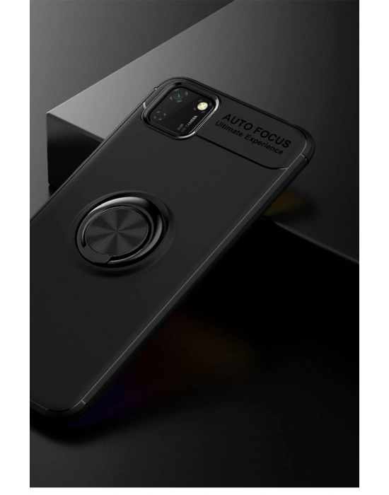 Newface Huawei Y5P Kılıf Range Yüzüklü Silikon - Siyah