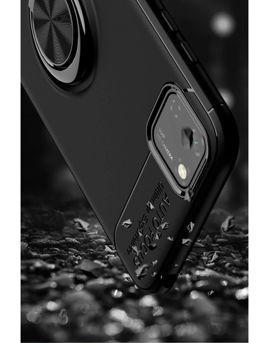 Newface Huawei Y5P Kılıf Range Yüzüklü Silikon - Siyah-Mavi