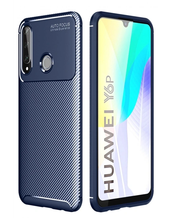 Newface Huawei Y6P Kılıf Auto Focus Karbon Kapak - Lacivert