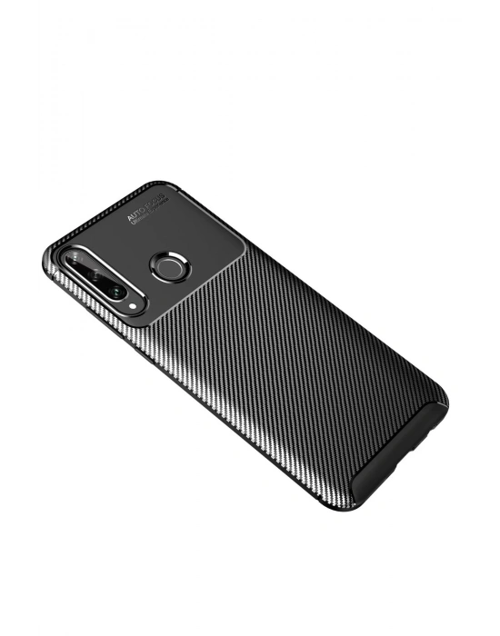 Newface Huawei Y6P Kılıf Auto Focus Karbon Kapak - Siyah