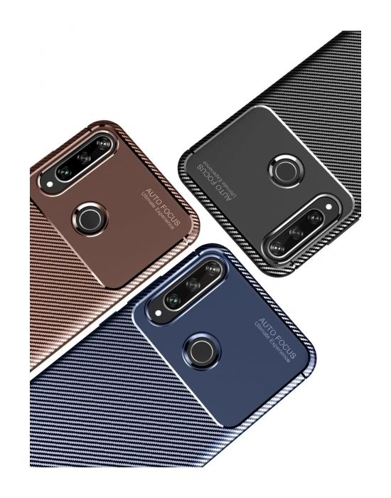 Newface Huawei Y6P Kılıf Auto Focus Karbon Kapak - Siyah