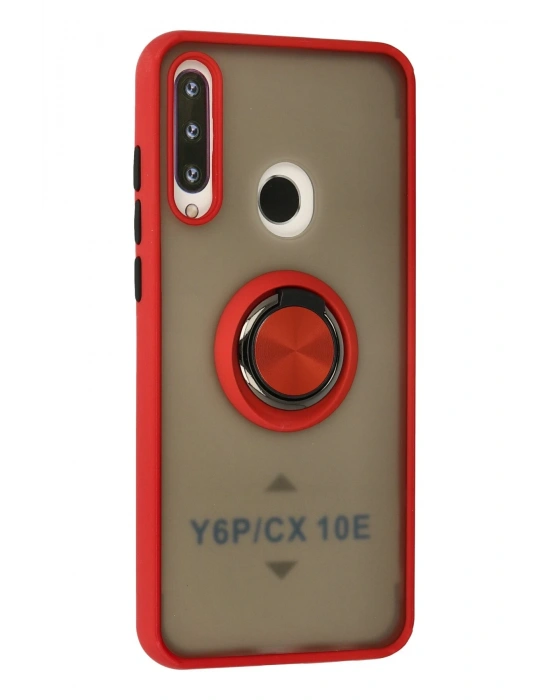 Newface Huawei Y6P Kılıf Montreal Yüzüklü Silikon Kapak - Kırmızı