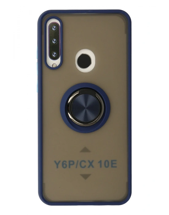 Newface Huawei Y6P Kılıf Montreal Yüzüklü Silikon Kapak - Lacivert