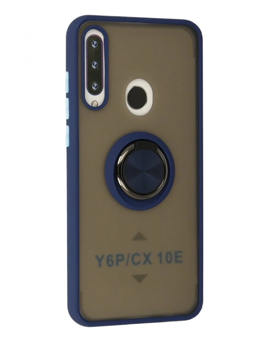 Newface Huawei Y6P Kılıf Montreal Yüzüklü Silikon Kapak - Lacivert