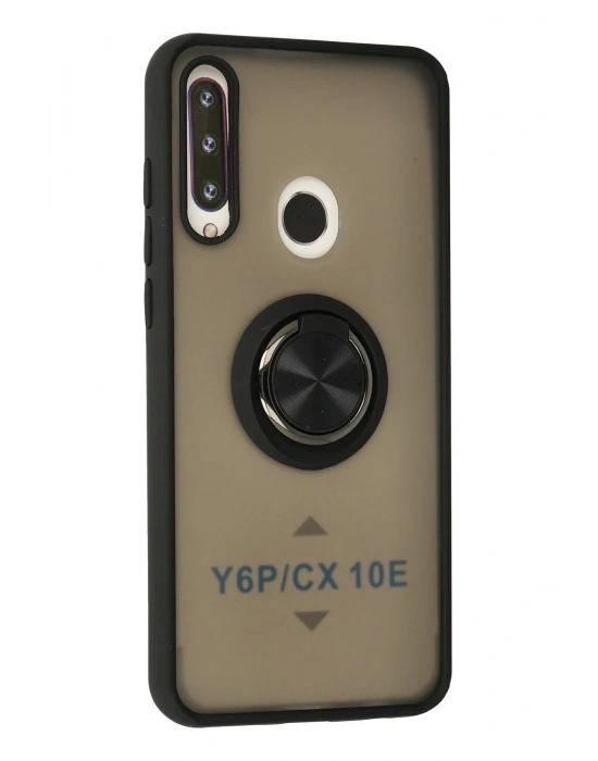 Newface Huawei Y6P Kılıf Montreal Yüzüklü Silikon Kapak - Siyah