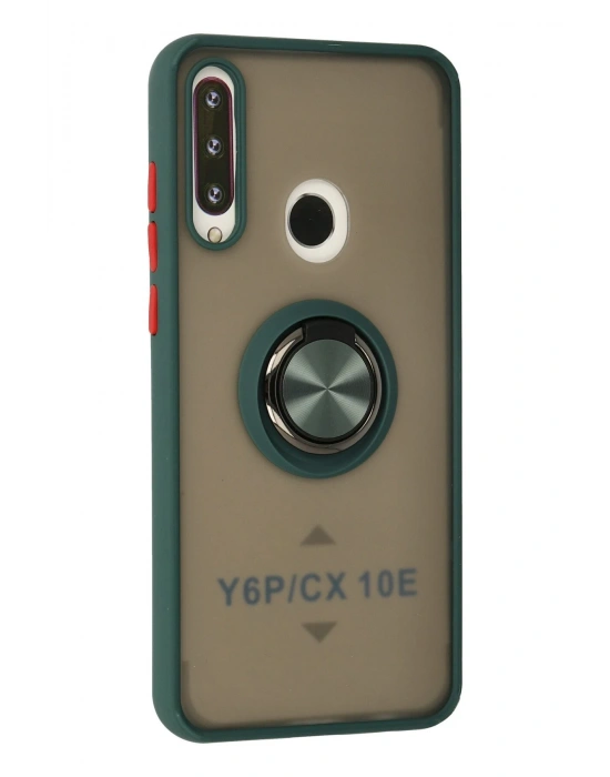 Newface Huawei Y6P Kılıf Montreal Yüzüklü Silikon Kapak - Yeşil