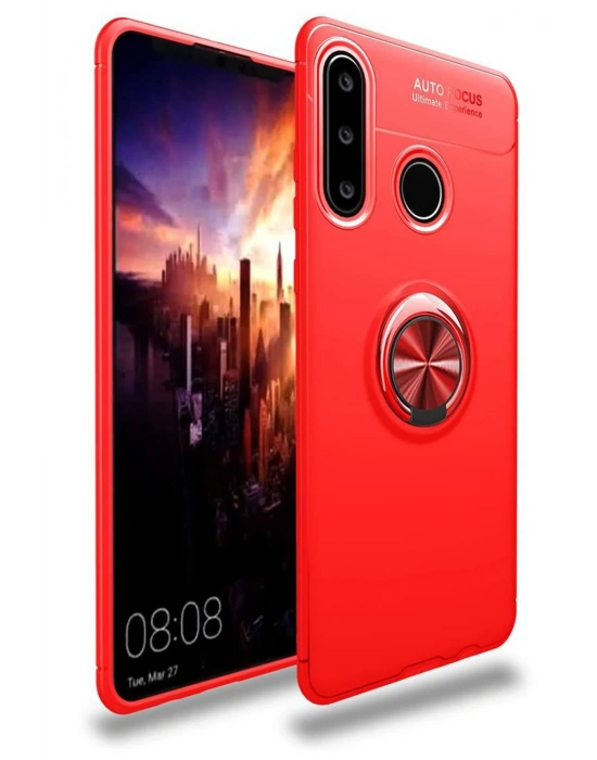 Newface Huawei Y6P Kılıf Range Yüzüklü Silikon - Kırmızı