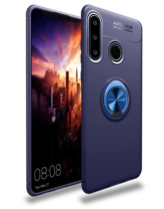 Newface Huawei Y6P Kılıf Range Yüzüklü Silikon - Mavi